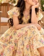 Multicolor Floral Printed Flared Sleeve Frock – FACOBE girls dress