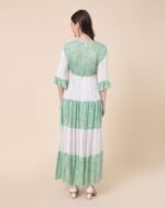 Green & White Tiered Maxi Dress – FACOBE women’s dress