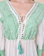 Green & White Tiered Maxi Dress – FACOBE women’s dress