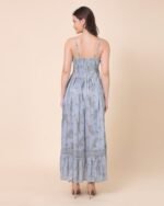 Blue Floral Print Maxi Dress – FACOBE women’s dress