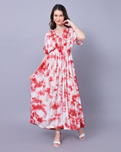 Red Tie-Dye Maxi Dress