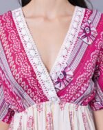 Pink & White Floral Print Tiered Western Dress – FACOBE women’s dress