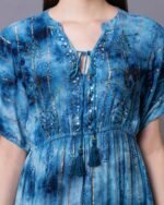 Blue Elegant Maxi Dress With Tie-Dye Pattern – FACOBE women’s dress