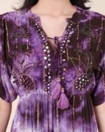 Purple Elegant Maxi Dress With Tie-Dye Pattern – FACOBE women’s dress