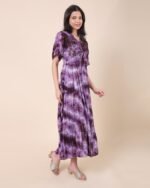Purple Elegant Maxi Dress With Tie-Dye Pattern – FACOBE women’s dress