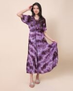 Purple Elegant Maxi Dress With Tie-Dye Pattern – FACOBE women’s dress