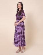 Purple Elegant Maxi Dress With Tie-Dye Pattern – FACOBE women’s dress