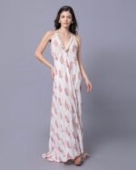 White & Red Floral Print Maxi Dress – FACOBE women’s dress