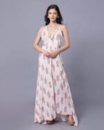 White & Red Floral Print Maxi Dress – FACOBE women’s dress