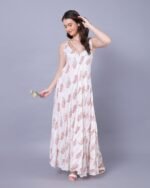 White & Red Printed Maxi Dress – FACOBE women’s dress