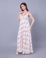White & Red Printed Maxi Dress – FACOBE women’s dress