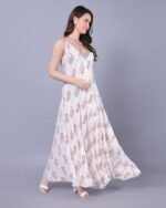 White & Red Printed Maxi Dress – FACOBE women’s dress
