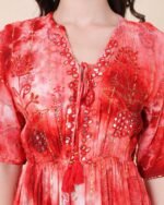 Red Elegant Maxi Dress With Tie-Dye Pattern – FACOBE women’s dress