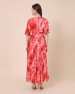 Red Elegant Maxi Dress With Tie-Dye Pattern – FACOBE women’s dress