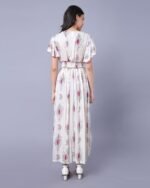 White & Pink Floral Print Western Dress – FACOBE women’s dress