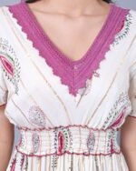 White & Pink Floral Print Western Dress – FACOBE women’s dress