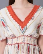 White & Red Floral Print Western Dress – FACOBE women’s dress