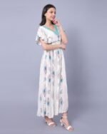 White & Blue Floral Bliss Maxi Dress – FACOBE women’s dress