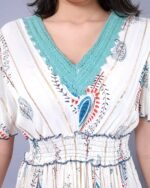 White & Blue Floral Bliss Maxi Dress – FACOBE women’s dress