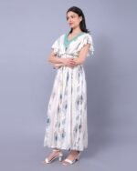 White & Blue Floral Bliss Maxi Dress – FACOBE women’s dress