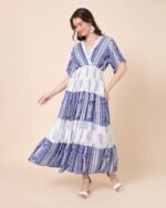 Blue Elegant Aura Maxi Dress – FACOBE women’s dress