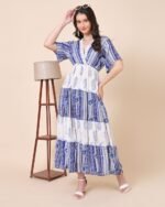 Blue Elegant Aura Maxi Dress – FACOBE women’s dress