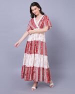 Red & White Cotton Charm Maxi Dress – FACOBE women’s dress
