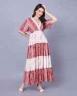 Red & White Cotton Charm Maxi Dress – FACOBE women’s dress