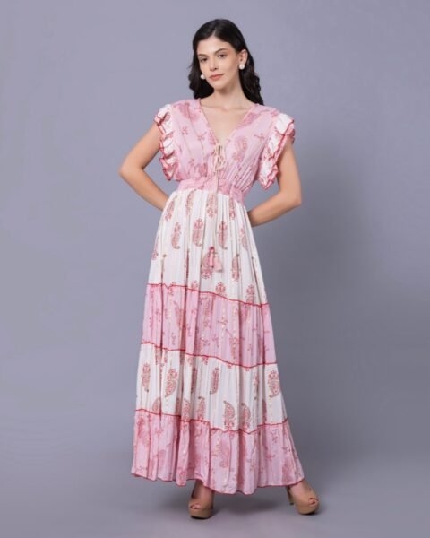 Pink & White Summer Breeze Maxi Dress