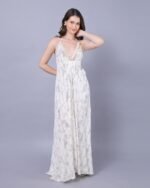 White & Blue Ethnic Grace Maxi Dress – FACOBE women’s dress