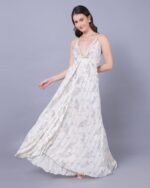 White & Blue Ethnic Grace Maxi Dress – FACOBE women’s dress