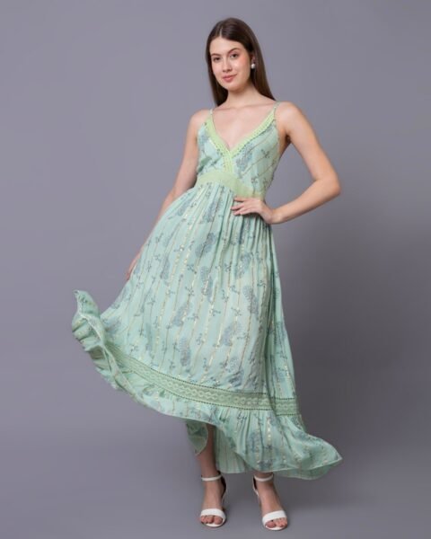 Green Royal Bloom Maxi Dress