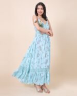 Blue Festive Shine Maxi Dress – FACOBE women’s dress