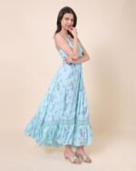 Blue Festive Shine Maxi Dress – FACOBE women’s dress