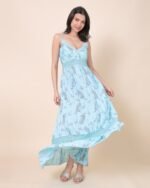 Blue Festive Shine Maxi Dress – FACOBE women’s dress
