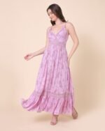Pink Classic Curve Maxi Dress – FACOBE women’s dress