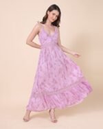 Pink Classic Curve Maxi Dress – FACOBE women’s dress