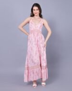 Pink Stylish Petals Maxi Dress – FACOBE women’s dress