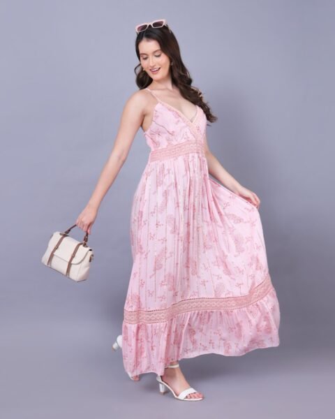 Pink Stylish Petals Maxi Dress