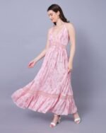 Pink Stylish Petals Maxi Dress – FACOBE women’s dress