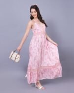 Pink Stylish Petals Maxi Dress – FACOBE women’s dress