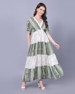 Green & White Trendy Waves Maxi Dress – FACOBE women’s dress