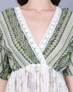 Green & White Trendy Waves Maxi Dress – FACOBE women’s dress