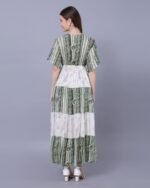 Green & White Trendy Waves Maxi Dress – FACOBE women’s dress
