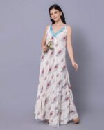 White & Blue Pastel Dream Maxi Dress – FACOBE women’s dress