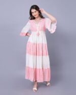 Pink & White Urban Chic Maxi Dress – FACOBE women’s dress