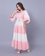 Pink & White Urban Chic Maxi Dress – FACOBE women’s dress