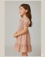 Pink Floral Printed Short Sleeve A-Line Dress – FACOBE girls dress