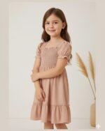 Pink Floral Printed Short Sleeve A-Line Dress – FACOBE girls dress
