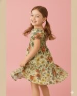 Multicolor Floral Printed Short Sleeve Dress – FACOBE girls dress